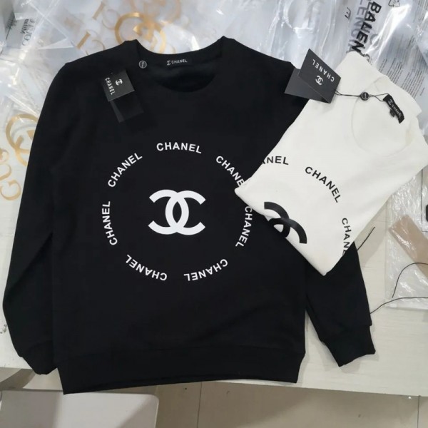 ブランド シャネル服 レディース パーカー 丸首 コットン製 長袖シャツ 春秋向け chanel メンズ プルオーバー ファッション 子供服 ココマーク入り 快適 おしゃれ カジュアル 親子服 スウェット 大きい サイズ