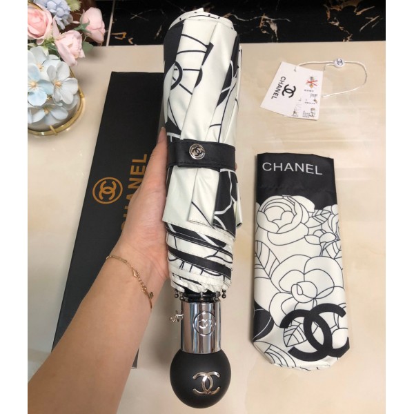 シャネルツバキ折り畳み傘 折りたたみ日雨傘Chanel 可愛い uvカット ブランド 晴雨兼用 軽量 カメリア 100％ 完全遮光遮熱