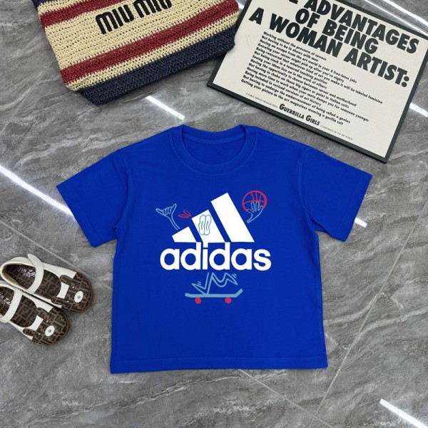 Adidas アディダスハイブランド親子ペアルック tシャツ 半袖 家族 お揃い 夏 服 ママ パパ キッズ tシャツ S¬3XL 出産祝い 記念日 プレゼント 誕生日 ギフト 可愛い カジュアル シンプル カジュアル 90¬160cm