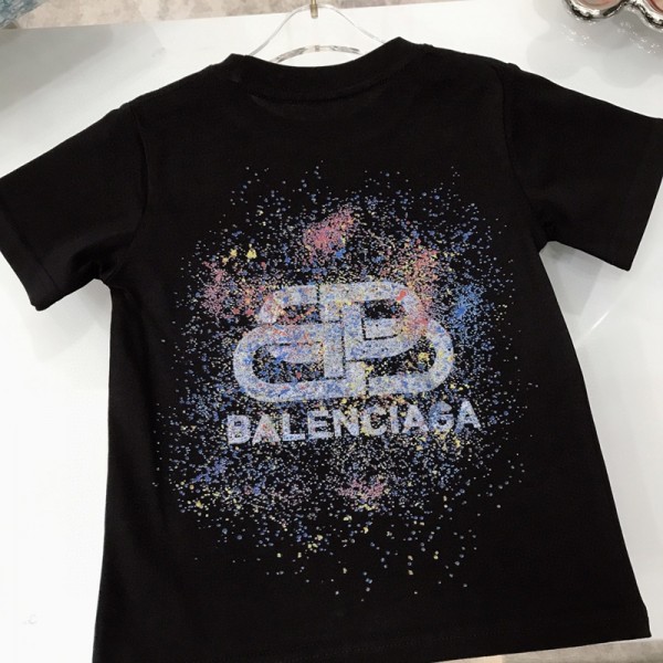 ハイブランドBalenciaga バレンシアガ子供tシャツ夏ハイブランドメンズ半袖tシャツ男女兼用ブランドペア揃いtシャツ高品質ブランド 服 コピー 激安屋 90¬160cm S¬3XL 