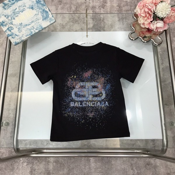 ハイブランドBalenciaga バレンシアガ子供tシャツ夏ハイブランドメンズ半袖tシャツ男女兼用ブランドペア揃いtシャツ高品質ブランド 服 コピー 激安屋 90¬160cm S¬3XL 