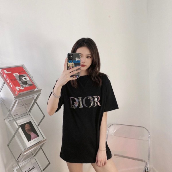 Dior ディオールブランドペアルックtシャツカットソー コピー子供tシャツハイブランド夏 半袖tシャツ20代 30代40代tシャツ 激安パロディ 