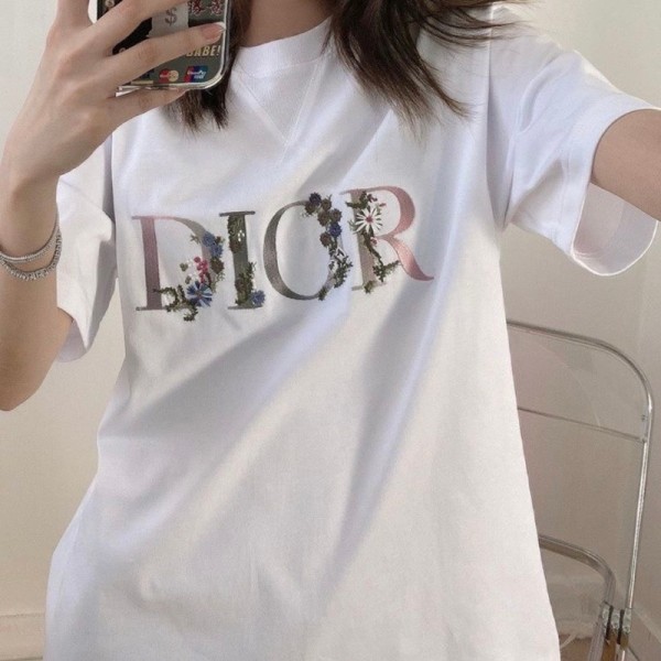 Dior ディオールブランドペアルックtシャツカットソー コピー子供tシャツハイブランド夏 半袖tシャツ20代 30代40代tシャツ 激安パロディ 