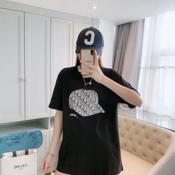 Dior ディオールブランド半袖tシャツカットソー メンズ 上着コピー tシャツハイブランド夏ペア揃いＴシャツ 韓国tシャツ 子供Tシャツ カットソー ペアカップル S¬3XL