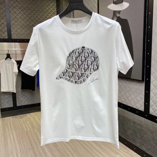 Dior ディオールブランド半袖tシャツカットソー メンズ 上着コピー tシャツハイブランド夏ペア揃いＴシャツ 韓国tシャツ 子供Tシャツ カットソー ペアカップル S¬3XL