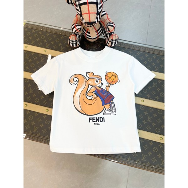 Fendi フェンディブランドキッズ半袖tシャツ夏tシャツブランド上着ｔシャツかわいいブランド親子tシャツ上着カジュアル大人の上質TシャツS¬3XL 