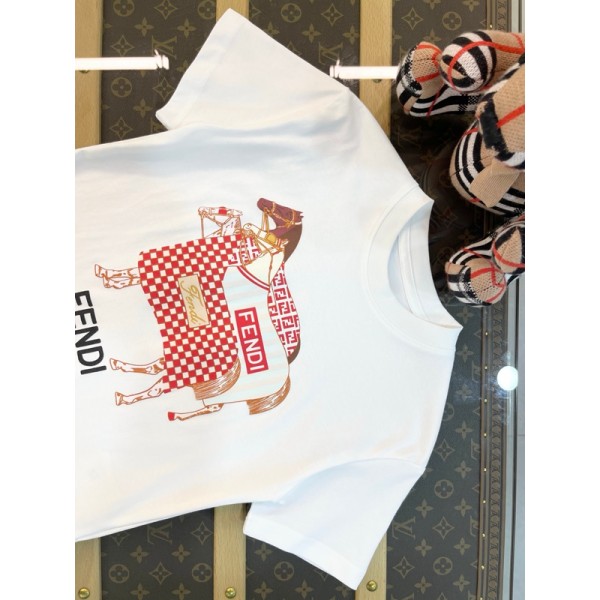 Fendi フェンディブランドキッズ半袖tシャツ韓国 パチモン ペア揃い tシャツ 男女兼用Tシャツ カットソー ペアカップル20代 30代40代tシャツ 激安パロディ 90¬160cm S¬3XL 
