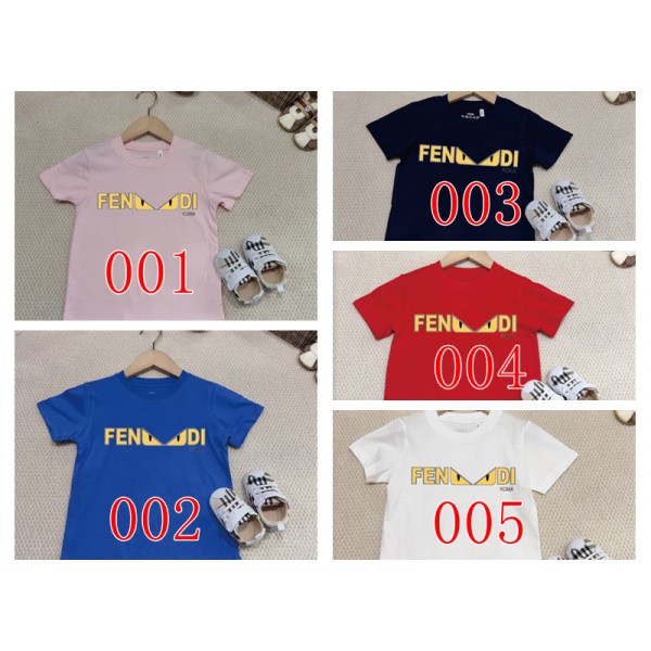 Fendi フェンディ半袖tシャツハイブランドキッズ夏tシャツ ブランドペアルックｔシャツ かわいい 大人の上質Tシャツ ペア揃いtシャツ ユニセック ブランド