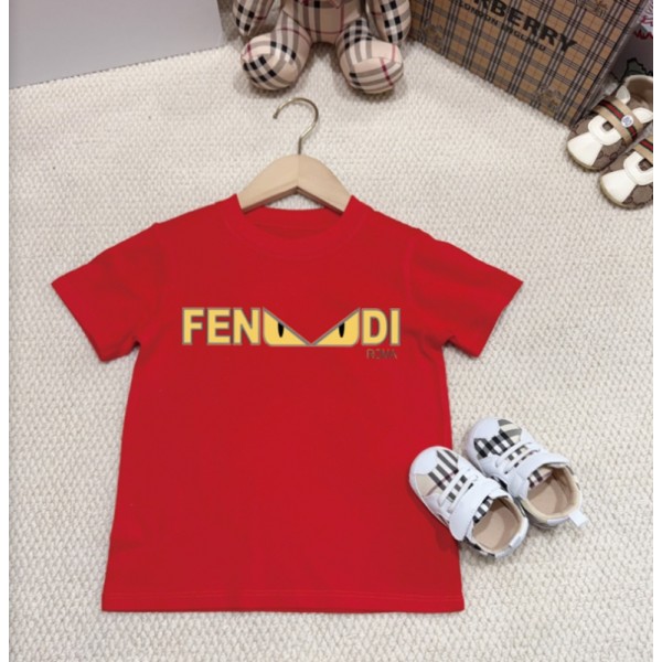 Fendi フェンディ半袖tシャツハイブランドキッズ夏tシャツ ブランドペアルックｔシャツ かわいい 大人の上質Tシャツ ペア揃いtシャツ ユニセック ブランド