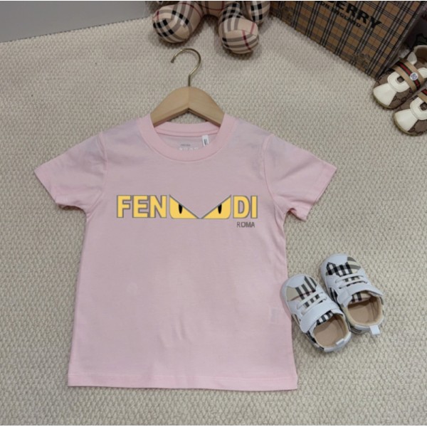 Fendi フェンディ半袖tシャツハイブランドキッズ夏tシャツ ブランドペアルックｔシャツ かわいい 大人の上質Tシャツ ペア揃いtシャツ ユニセック ブランド