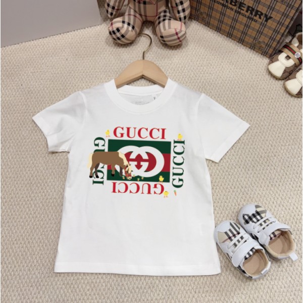 Gucci グッチペアルックtシャツハイブランド夏tシャツ 上着 カジュアル ブランド子供tシャツ 高品質 ブランド親子服 コピー 激安屋 S¬3XL 