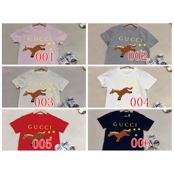 Gucci グッチブランドtシャツ 上着 カジュアル 韓国 キッズtシャツ 上着 ブランドペア揃い服 コピー 激安屋20代 30代40代tシャツ 激安 パロディ 90¬160cm