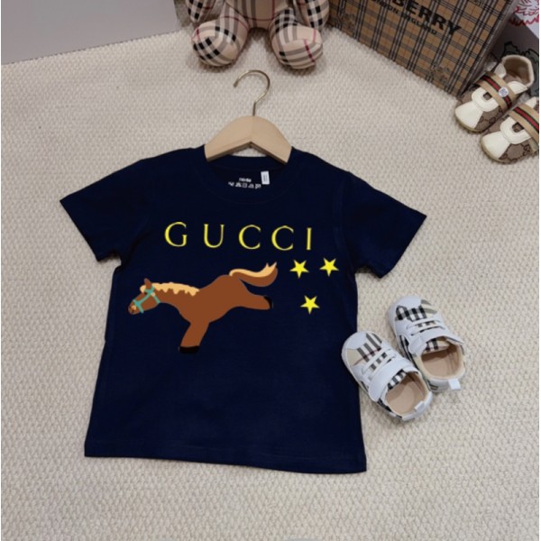 Gucci グッチブランドtシャツ 上着 カジュアル 韓国 キッズtシャツ 上着 ブランドペア揃い服 コピー 激安屋20代 30代40代tシャツ 激安 パロディ 90¬160cm