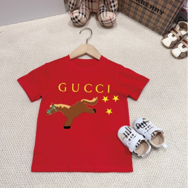 Gucci グッチブランドtシャツ 上着 カジュアル 韓国 キッズtシャツ 上着 ブランドペア揃い服 コピー 激安屋20代 30代40代tシャツ 激安 パロディ 90¬160cm