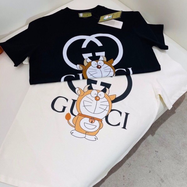 Gucci グッチ親子tシャツ ハイブランド夏tシャツ オーバーサイズ ブランド子供tシャツ 上着 カジュアル ブランドペアルック服Ｔシャツ コピー 激安屋 90¬160CM