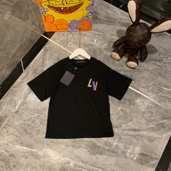 ハイブランドLv ルイヴィトン黒白tシャツ 夏 ハイブランドメンズ半袖tシャツ 男女兼用 韓国 tシャツ 子供tシャツ ユニセックtシャツ ブランド親子服　