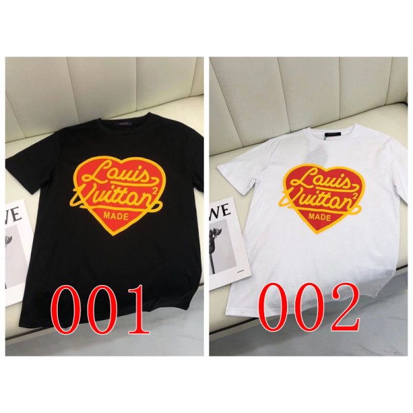 Lv ルイヴィトンブランド半袖tシャツ夏tシャツ かわいいブランドペア揃いtシャツ 上着 カジュアル 20代 30代40代 子供tシャツ 激安パロディ