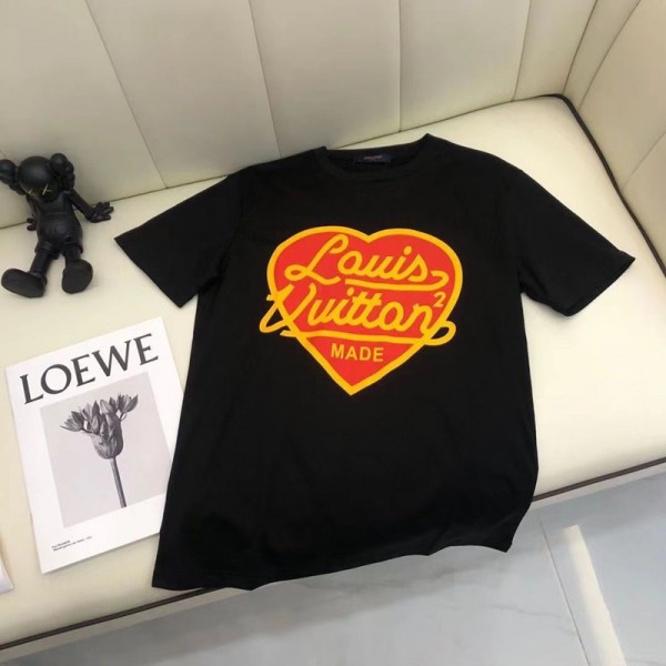 Lv ルイヴィトンブランド半袖tシャツ夏tシャツ かわいいブランドペア揃いtシャツ 上着 カジュアル 20代 30代40代 子供tシャツ 激安パロディ