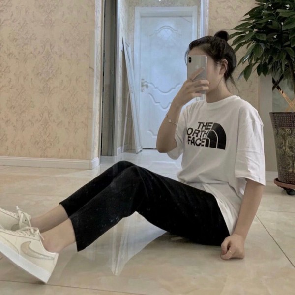 ハイブランドザノースフェイス THE NORTH FACE 親子tシャツ夏 ブランド黒白tシャツ オーバーサイズ ブランドペア揃いtシャツ 上着 カジュアル 20代 30代40代tシャツ 激安 パロディ