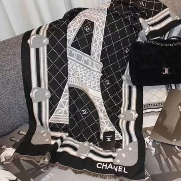 chanel ブランド レディース マフラー おしゃれ エッフェル塔柄 シャネル メンズ ストール 秋冬 暖かい 贅沢感 スカーフ 柔らかい ココマーク 快適 飾り