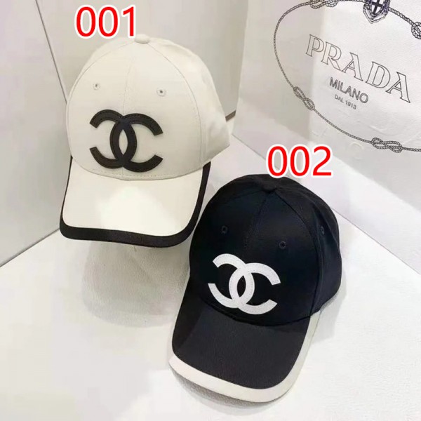 CHANEL ブランド キャップ シャネル帽子 おしゃれ ゴルフ キャップ 黒白 ファッション メンズ  キャップ コットン 100% UVカット 男女兼用 ココマーク柄 パッチワーク設計 目立つ