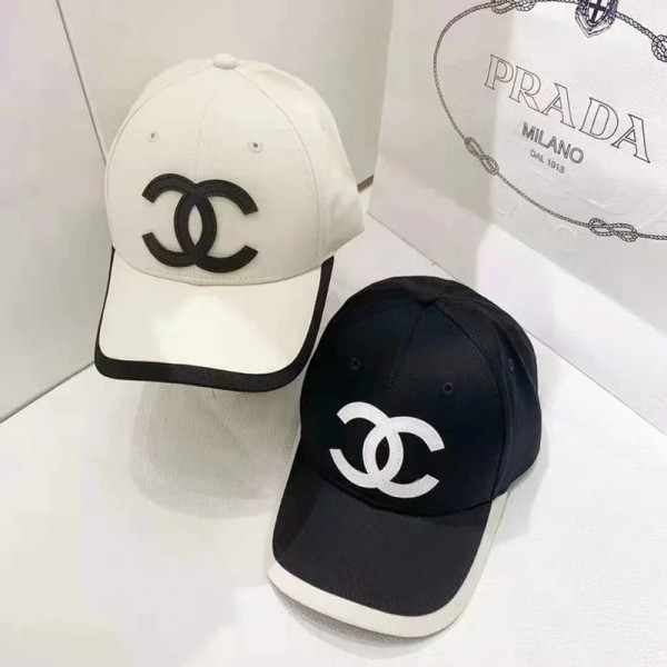 CHANEL ブランド キャップ シャネル帽子 おしゃれ ゴルフ キャップ 黒白 ファッション メンズ  キャップ コットン 100% UVカット 男女兼用 ココマーク柄 パッチワーク設計 目立つ