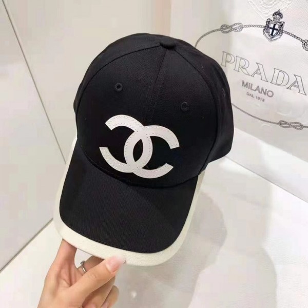 CHANEL ブランド キャップ シャネル帽子 おしゃれ ゴルフ キャップ 黒白 ファッション メンズ  キャップ コットン 100% UVカット 男女兼用 ココマーク柄 パッチワーク設計 目立つ