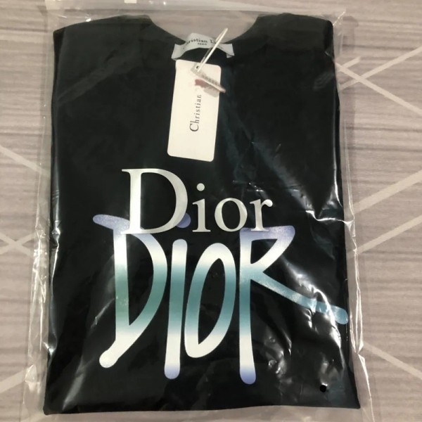 ペア揃い ディオール 上着 ブランドtシャツ  親子服 丸首 半袖 柔らかい 快適 トップス シンプル dior文字 プリント ファッション感 コットン 通気性 おしゃれ ジャージー 男女兼用 安い