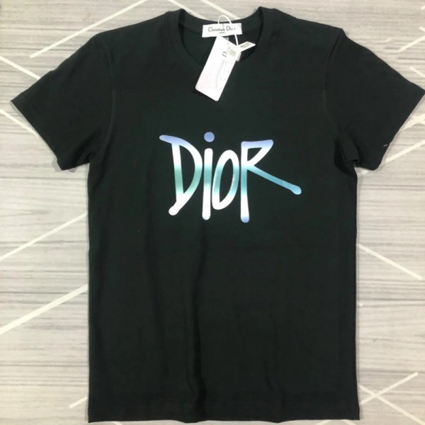 ペア揃い ディオール 上着 ブランドtシャツ  親子服 丸首 半袖 柔らかい 快適 トップス シンプル dior文字 プリント ファッション感 コットン 通気性 おしゃれ ジャージー 男女兼用 安い