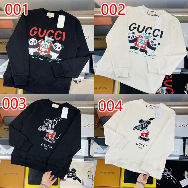 ブランド グッチ パーカー メンス 長袖 Tシャツ gucci コラボ ディズニー レディース スウェット 柔軟性 カジュアル シャツ 春秋冬服 コットン100％ 高品質 かわいい パンダ柄 コーディネート良い 男女通用 学生 通学 大きいサイズ