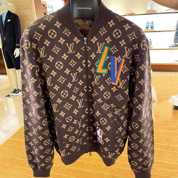 lv ルイヴィトン ブランド ジャケット 春秋服 高品質 暖かい レディースコート 柔らかい NBAコラボ メンズカーディガン 男女通用 カジュアルオーバー ファッションモノグラム柄 長袖