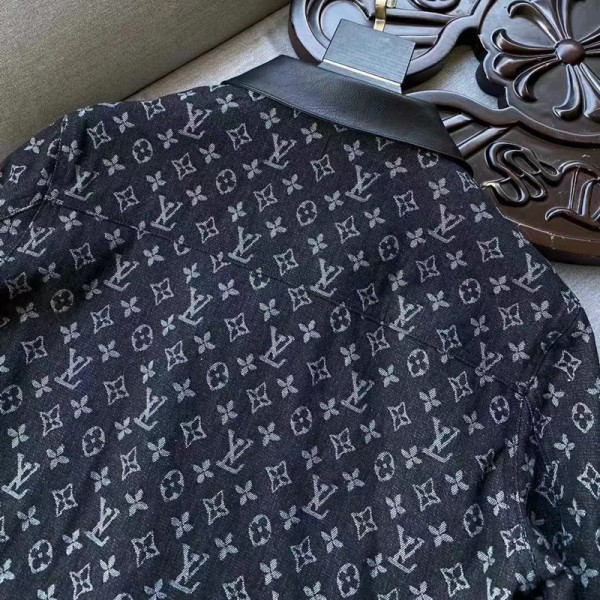 LV ルイヴィトン ブランド 上着 メンズ ジャケット カッコイイ デニム服 2021レザー パッチワーク 高品質 おしゃれ 春秋コート 経典モノグラムプリント 男の子アウター ファッション