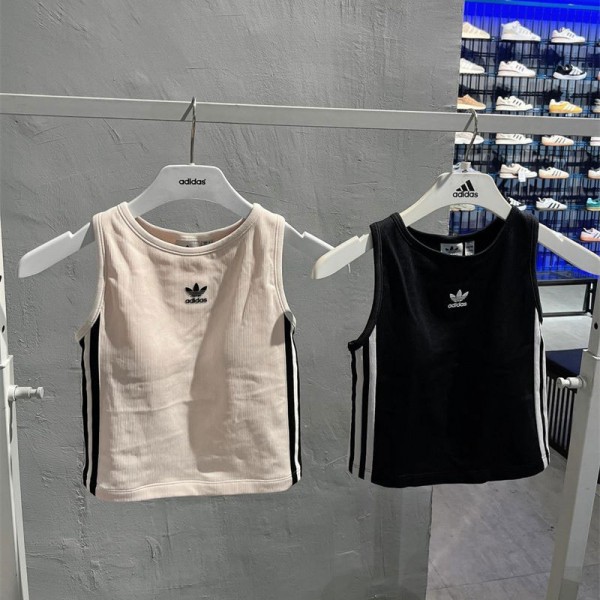 Adidas アディダスハイブランドタンクトップ カップ付き 綿 キャミソールス 伸縮性 S - L ノースリーブ レディース パット付き インナー ブラトップ ルームウェア トップス セクシー ショート丈 見せキャミやインナー
