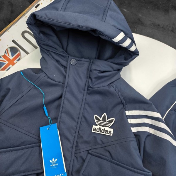 Adidas アディダスブランド綿服 上下セット 秋冬 男の子 スポーツウェア 中綿ジャケット 90¬160cm 厚手パンツ ベスト 2点セット 子供服 フード付き キッズ ボーイズ 保温 防寒 通学 通園 