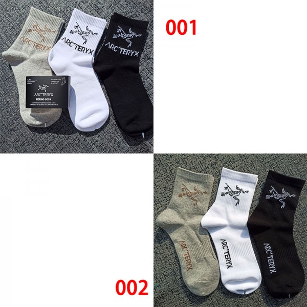 ARC'TERYX アークテリクスコットン 靴下 メンズ 通気性 ブランドミドルソックス 高品質 浅口ソックス 3足セット 女の子好き 韓国上質な コットン ソックス くつした