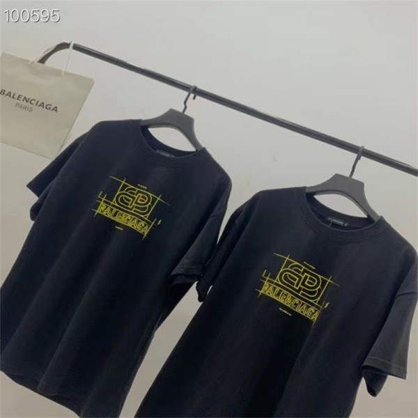 ハイブランド バレンシアガ Tシャツ 黒 シンプル 男性 丸首 balenciaga 半袖 カジュアル 人気 レディース ゆったり 大人気 トップス 肌に優しい 流行りｔシャツ オシャレ 