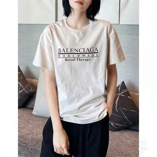 バレンシアガ Tシャツ 短袖 カジュアル 丸首 tシャツ ロゴ 潮流 夏 新品 ハイブランドTシャツ Balenciaga ファション 半袖 トレーニングシャツ ゆったり 高品質 男女兼用 綿シャツ 肌触り優しい 通気性 S~4XL