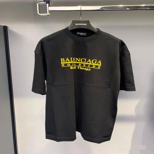 バレンシアガ Tシャツ 短袖 カジュアル 丸首 tシャツ ロゴ 潮流 夏 新品 ハイブランドTシャツ Balenciaga ファション 半袖 トレーニングシャツ ゆったり 高品質 男女兼用 綿シャツ 肌触り優しい 通気性 S~4XL