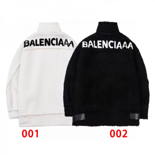 Balenciaga フリースコート バレンシアガハイブランドボアジャケット ロングボアコート ボアブルゾン ロング コート アウター マウンテンパーカー スタンドブルゾン もこもこ 防寒 レディース カジュアル 秋冬 レザー調パイピング ミドル丈  ジップアップ オーバーサイズ