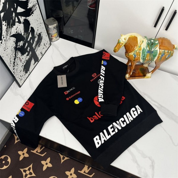 Balenciaga バレンシアガハイブランドプルオーバーパーカー偽物ブランドトレーナー裏起毛スウェット偽物 男女兼用 トレーナースウェットパーカー L - 4XL