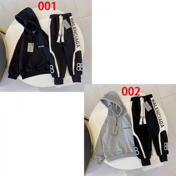 Balenciaga バレンシアガハイブランドキッズ スウェット 上下セット パジャマ 裏起毛 長袖 長ズボン ルームウェア 部屋着 ジュニア 90 - 150cm スポーツウェア ゆったり 人気 カジュアル 普段着 通学