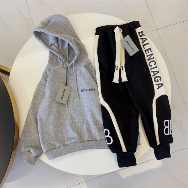 Balenciaga バレンシアガハイブランドキッズ スウェット 上下セット パジャマ 裏起毛 長袖 長ズボン ルームウェア 部屋着 ジュニア 90 - 150cm スポーツウェア ゆったり 人気 カジュアル 普段着 通学