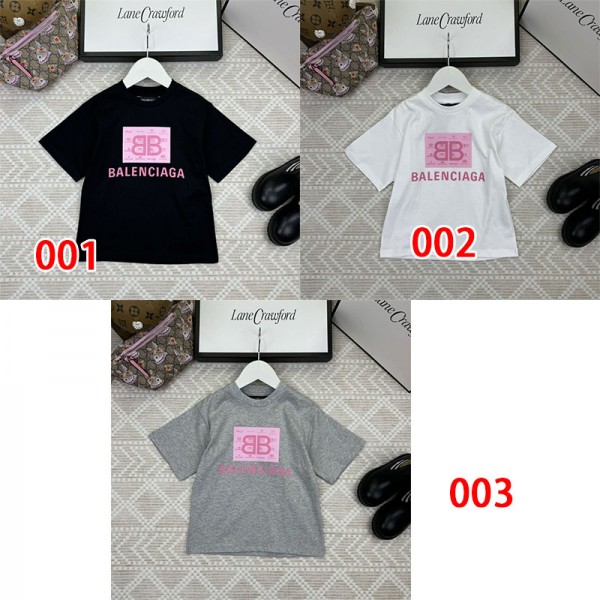 Balenciaga バレンシアガ ブランド キッズtシャツ カットソー コピー半袖tシャツハイブランド夏tシャツ偽物レディース メンズ 韓国tシャツ ユニセック ブランド 90- 160cm