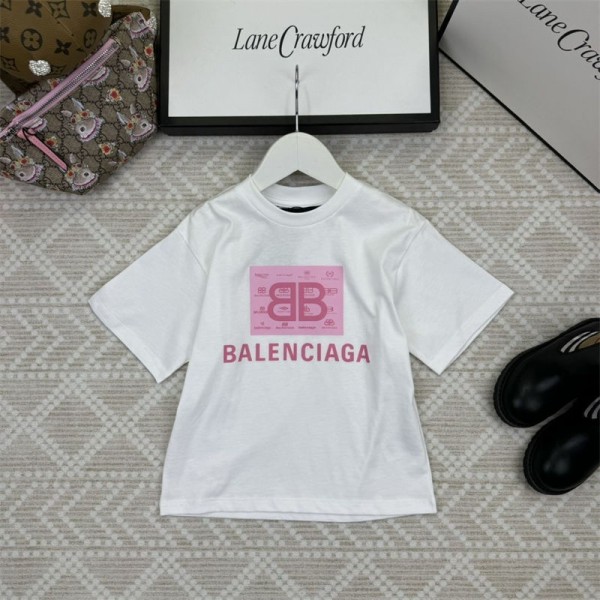 Balenciaga バレンシアガ ブランド キッズtシャツ カットソー コピー半袖tシャツハイブランド夏tシャツ偽物レディース メンズ 韓国tシャツ ユニセック ブランド 90- 160cm