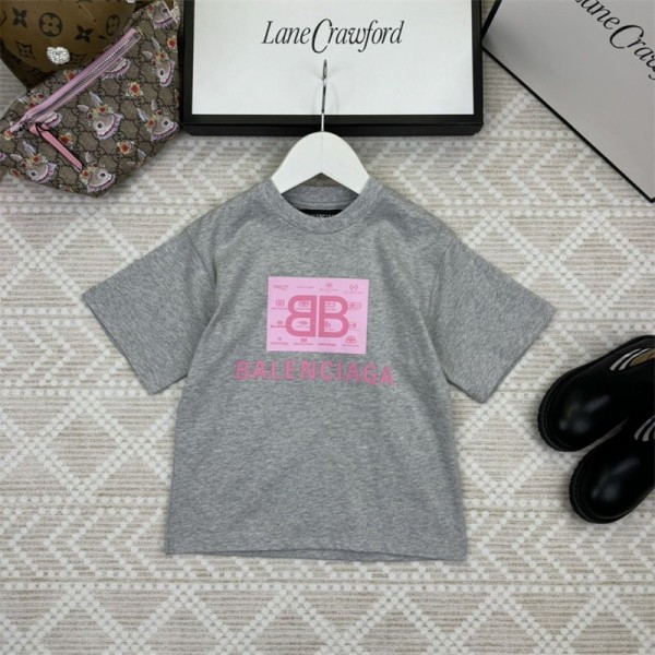Balenciaga バレンシアガ ブランド キッズtシャツ カットソー コピー半袖tシャツハイブランド夏tシャツ偽物レディース メンズ 韓国tシャツ ユニセック ブランド 90- 160cm