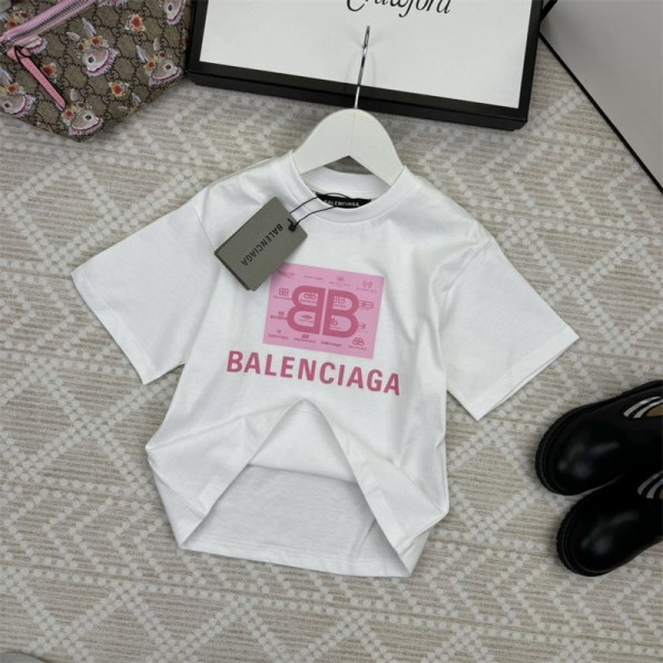 Balenciaga バレンシアガ ブランド キッズtシャツ カットソー コピー半袖tシャツハイブランド夏tシャツ偽物レディース メンズ 韓国tシャツ ユニセック ブランド 90- 160cm