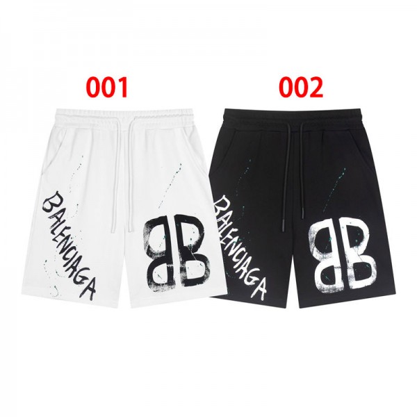 バレンシアガハーフパンツ メンズ 夏 5分丈 ブランドBalenciaga 半ズボン ゆったり 短パン ショートパンツ クロップドパンツ 大きい サイズ 接触冷感 M - 3XL カジュアル プリント柄 快適 かっこいい ズボン ワイドパンツ 短パン ボトムス リラックスパンツ 