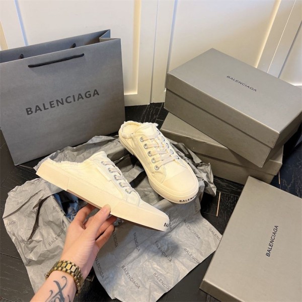 バレンシアガ 春夏 軽量 かかとなし スニーカー BALENCIAGA スリッポン メンズ キャンバスサンダル 225¬265CM スリッパ カジュアル靴 クロッグサンダル 通気性 歩きやすい おしゃれ