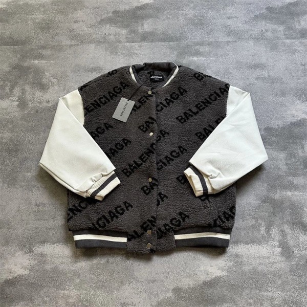 Balenciaga バレンシアガハイブランドボアジャケット メンズ ブルゾン フリースジャケット 男女兼用 ジャンパー ジャケット M - XL ボアコート アウター もこもこ 防寒 厚手 パーカー 冬服