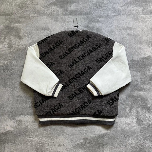 Balenciaga バレンシアガハイブランドボアジャケット メンズ ブルゾン フリースジャケット 男女兼用 ジャンパー ジャケット M - XL ボアコート アウター もこもこ 防寒 厚手 パーカー 冬服